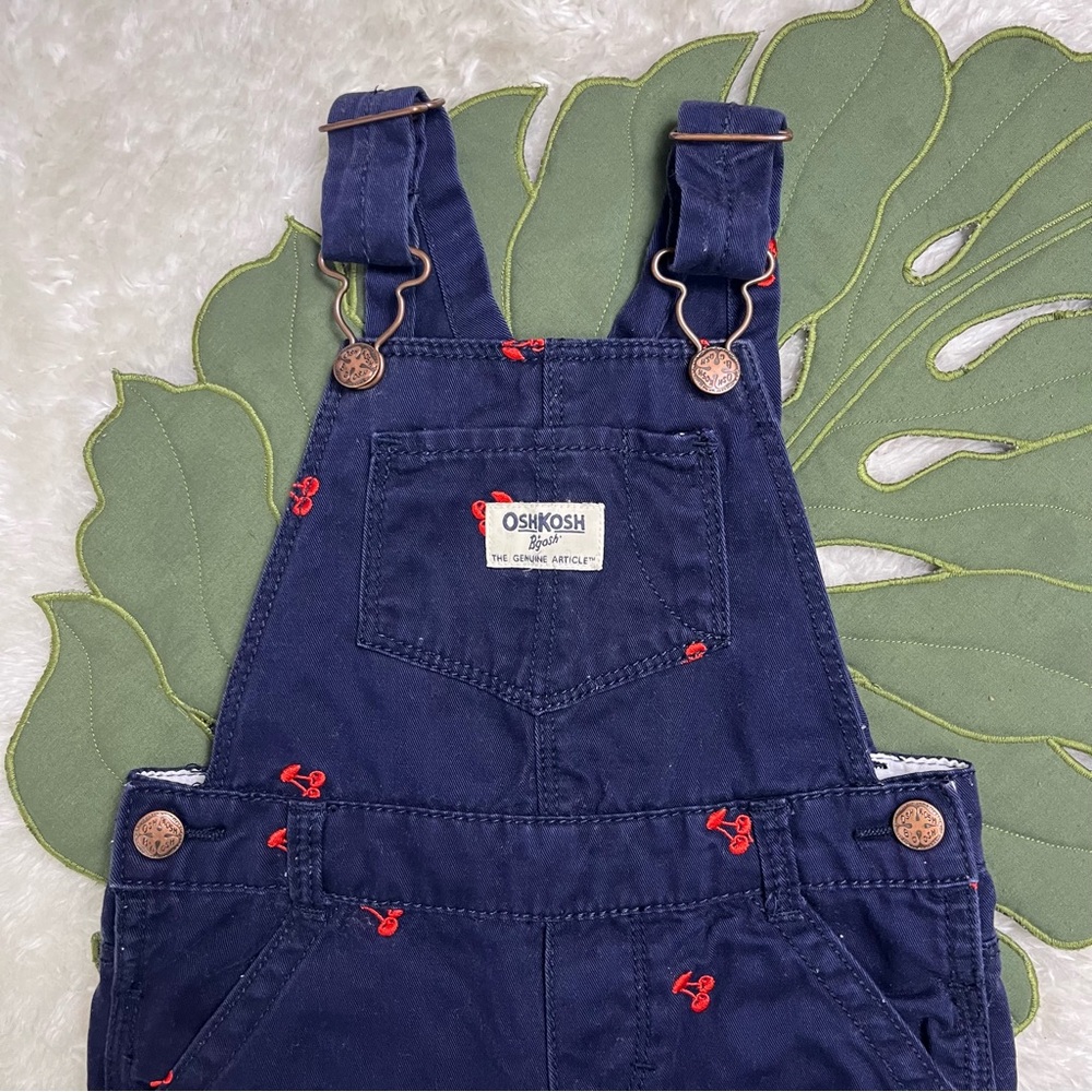OshKosh B'gosh Navy Overalls with Cherry Embroidery 24M - Picture 2 of 8
